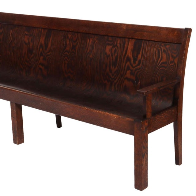 Arts & Crafts Antique Early 20th C Arts and Crafts Train Station Bench / Banquette For Sale - Image 3 of 6