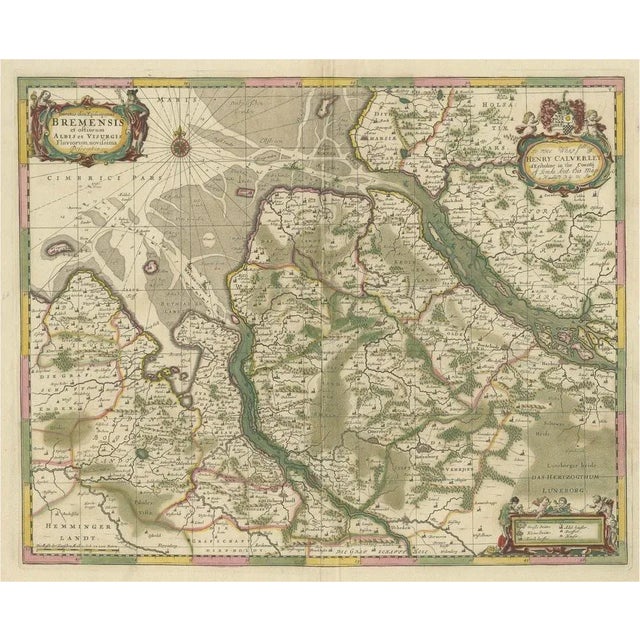 Antique Map of the Area of Bremen and Lower Saxony For Sale - Image 6 of 6