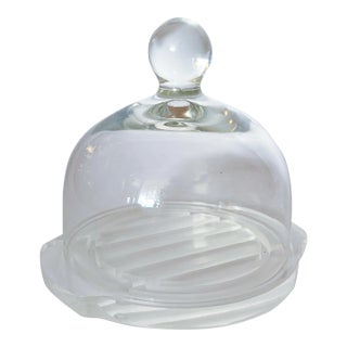 Vintage Lucite Cloche Cheese Bread Serving Tray For Sale