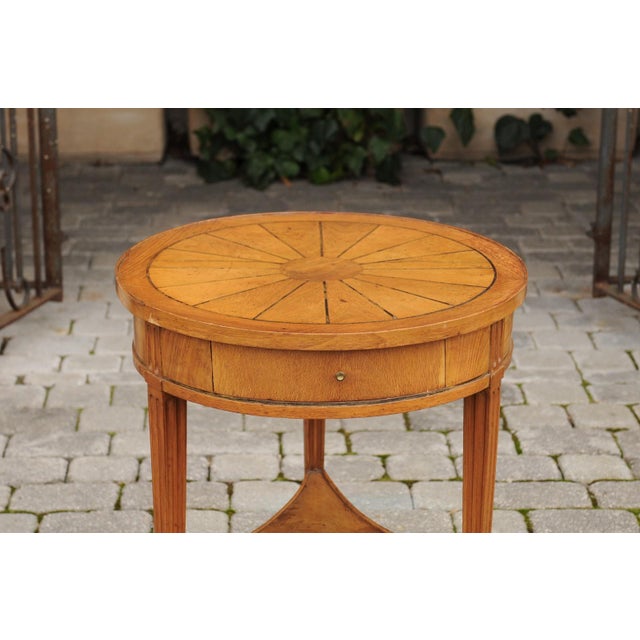 Wood French Napoleon III 1860s Walnut Guéridon Side Table with Radiating Veneer For Sale - Image 7 of 12