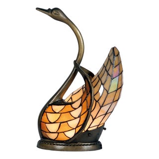 Tiffany Swan Lamp in Metal For Sale