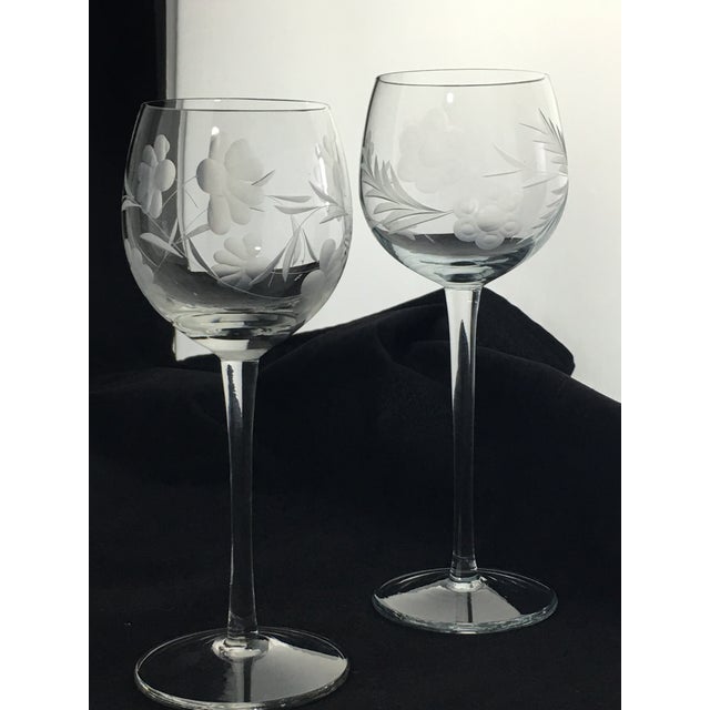 Vintage Etched Crystal Stemware Set of 9 Chairish