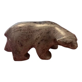 2000s Carved Soap Stone Bear by Ben Saclamana, Signed, Inuit, Alaska. Soapstone. For Sale