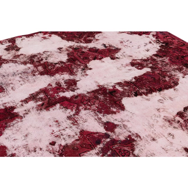 Pink Vintage Distressed Handmade Wool Rug 9' X 11'4". For Sale - Image 9 of 10