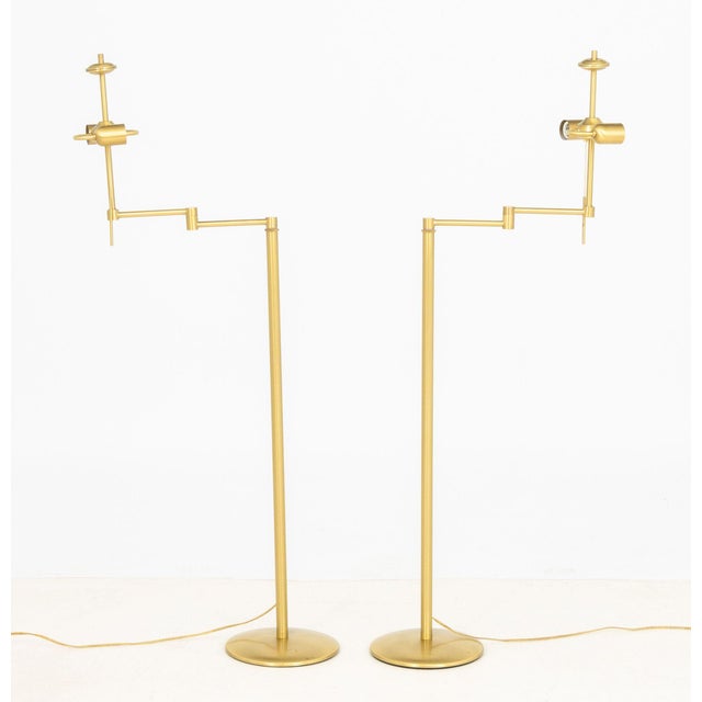 Brass Holtkoetter Leuchten Brass Swing-Arm Floor Lamps, Pair For Sale - Image 8 of 9