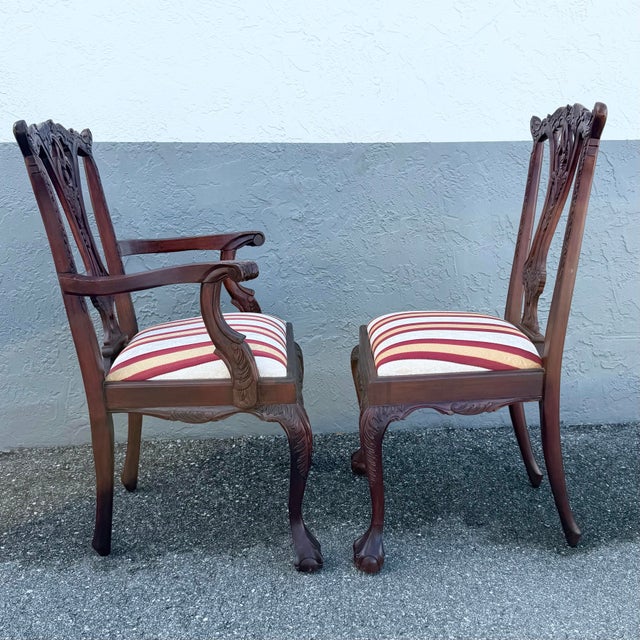 Vintage Chippendale Style Ball in Claw Dining Chairs - Set of 9 For Sale - Image 10 of 12