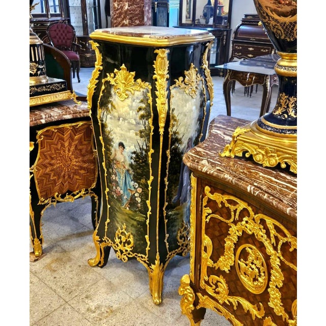 Elevate your interior with this exquisite French-style pedestal stand, a true statement piece that blends artistry and...