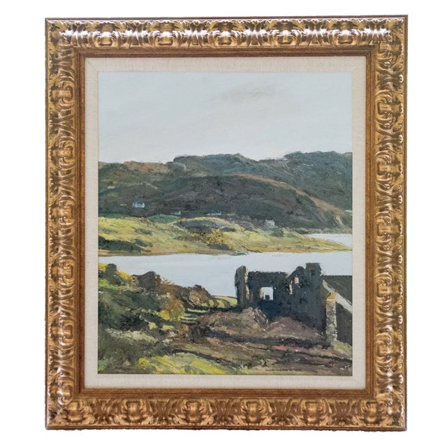Original oil painting by Hugues Claude Pissarro (b. 1935), also known as Pomie, titled Ruine et Lac Fanad. Executed circa...