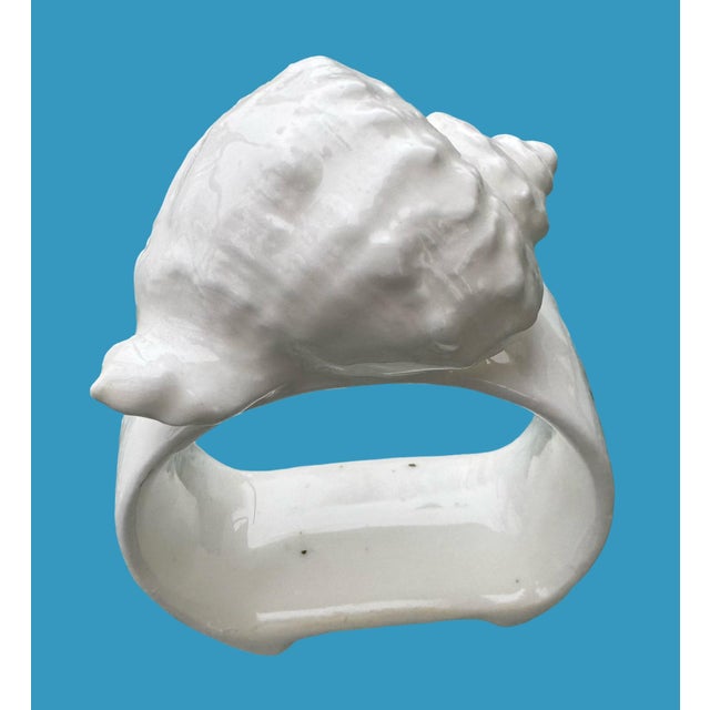 Porcelain Sea Shell Napkin Rings- Set of 8 For Sale - Image 4 of 6