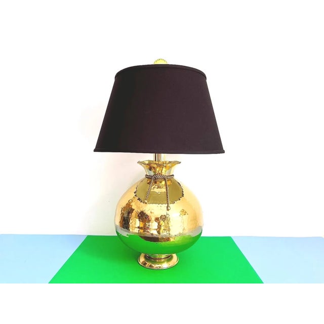 Hammered Brass Bag Lamp & Shade, C1970 For Sale - Image 6 of 12