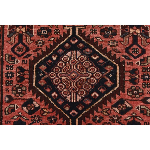 Red Hamedan Runner 3’7” X 9’7” Red Wool Vintage Tribal Hand-Knotted Oriental Rug For Sale - Image 8 of 14