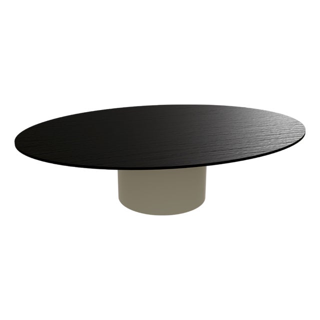 Low Basse Oval Wood Top Table by Laurence Du Tilly For Sale