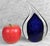 - Original Late 20th Century Art Glass Water Drop Paperweight - Unsigned or Marked - Heavily Polished with Deep Blue Core...