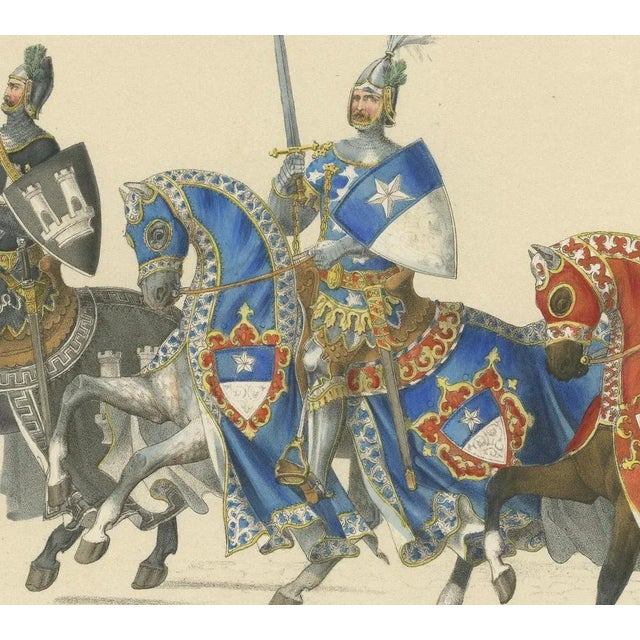 Gallant Knights of Blankenburg and Bubenberg and Mattern in Swiss Heraldic Pageantry, 1855, Paper For Sale - Image 3 of 10