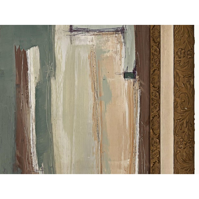 “Matcha" Abstract Art in Antique Frame, Transitional Living Room Art by JTS For Sale - Image 4 of 10