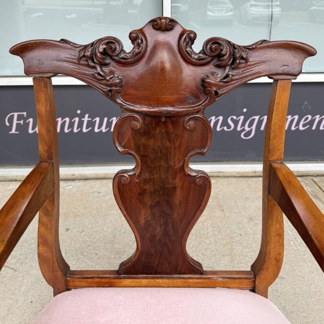 Early 20th Century Victorian Pink Upholstered Chairs With Open Back For Sale - Image 9 of 10