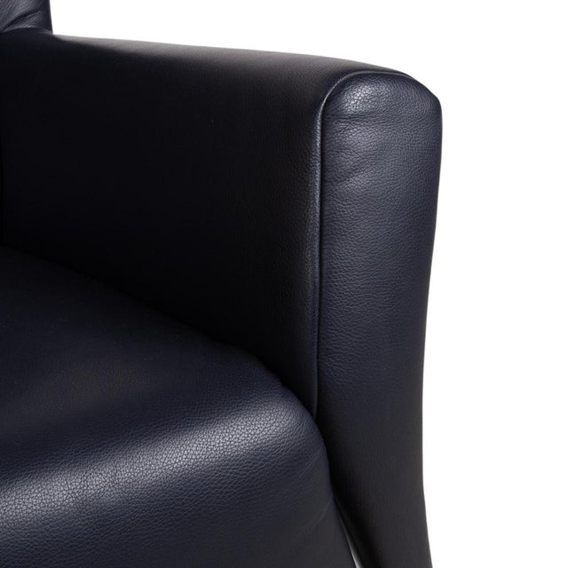 322 Leather Armchair Set in Blue with Ottoman by Rolf Benz, Set of 2 For Sale - Image 6 of 18