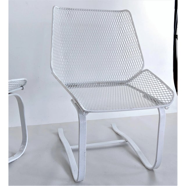 Metal 1960s Mid-Century Modern Metal Mesh Cantilever Bouncer Patio Chairs - a Pair, Attributed For Sale - Image 7 of 12