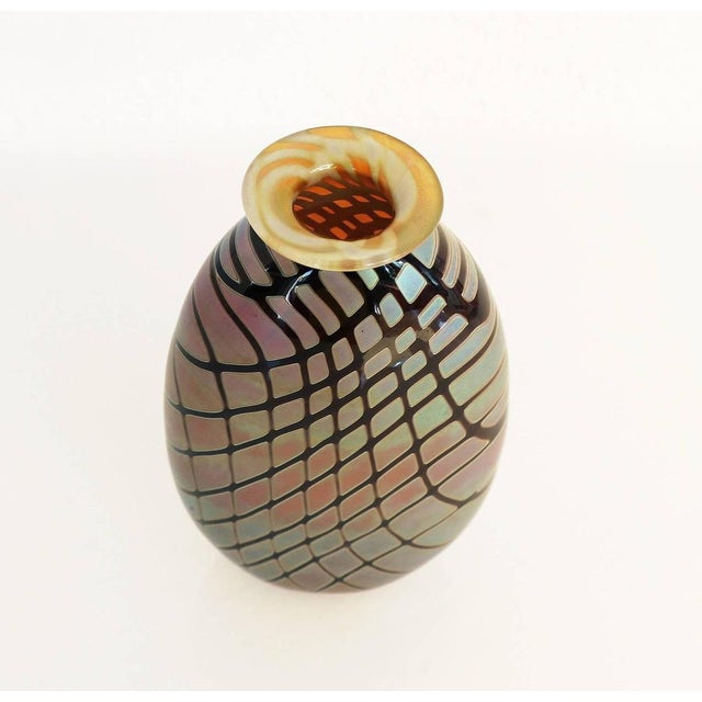 Iridescent Oval Art Glass Vase with Lip by Craig Zweifel, 2003 For Sale - Image 3 of 5