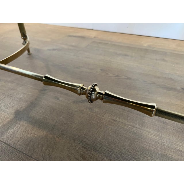 1940s Brass coffee table with black lacquered glass top Attributed to Maison Jansen For Sale - Image 10 of 12