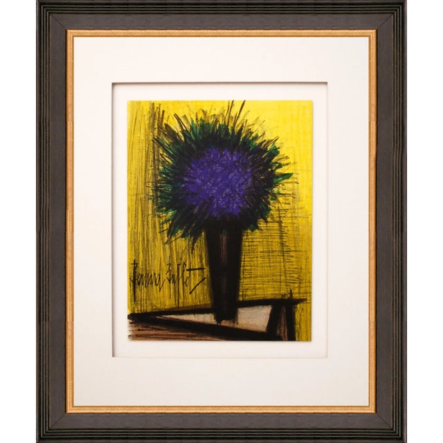 Bernard Buffet Original Lithograph Purple Bouquet 1967 Framed For Sale