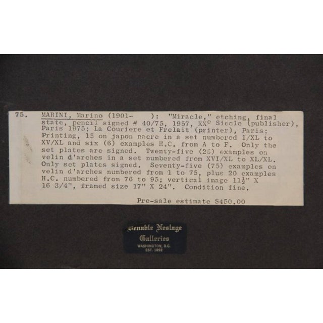 Early 20th Century Marino Marini, Marino Marini Etching "Miracle" Hand Signed and Numbered For Sale - Image 5 of 5