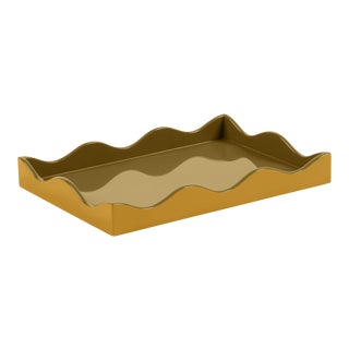 The Lacquer Company for Chairish Belle Rives Tray in Mayan Gold / Olive, Small For Sale
