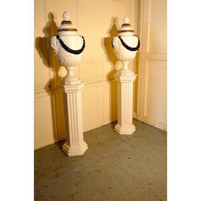 French Urns Column Pedestals, 1950, Set of 2 For Sale - Image 6 of 9