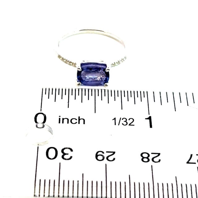 Blue Natural Tanzanite Diamond Ring Size 6.5 14k W Gold 1.79 TCW Certified, Size 7 For Sale - Image 8 of 12