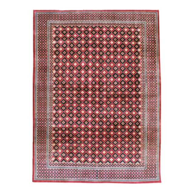 Galerie Shabab Collection Vintage Mashad Art Deco Style Black and Red Rug For Sale