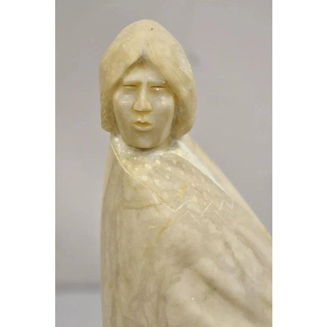 Vintage Carved Alabaster American Indian Navajo Sculpture by Gregory Johnson, Approx 25 lbs. Signed "Johnson". Circa Late...