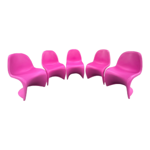 Extremely Rare Set of Five Vernor Panton Hot Pink Chairs, Circa 2001
