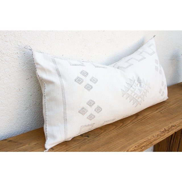 Moroccan Pale White Diamond Oversized Lumbar Moroccan Pillow For Sale - Image 3 of 8