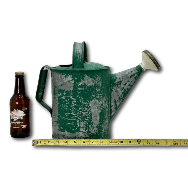 Nice Small 6 Quart Size Vintage American Galvanized Steel & Brass Garden Sprinkler Watering Can For Sale - Image 12 of 12