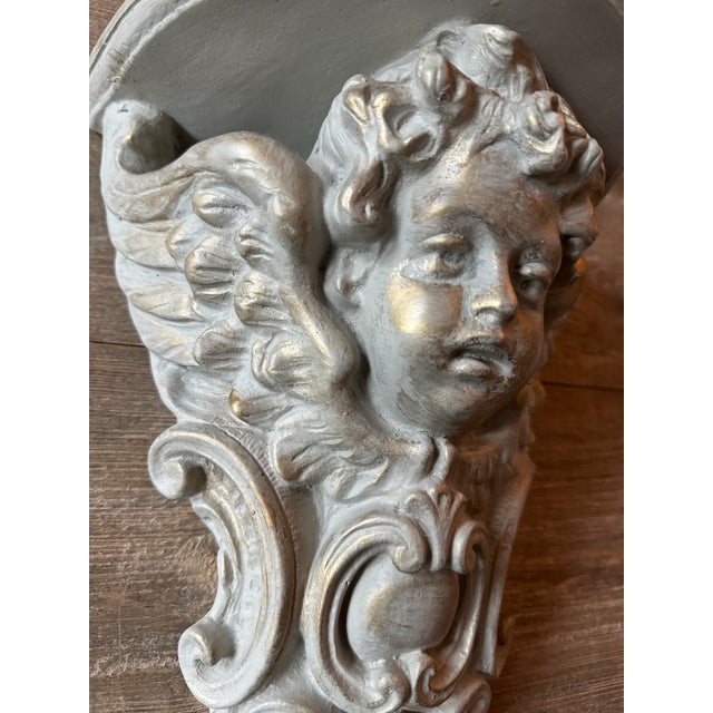 French French Architectural Plaster Cherub Corbel-Wall Bracket For Sale - Image 3 of 10