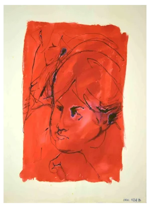 Leo Guida, Portrait, Original Ink & Watercolor, 1970s