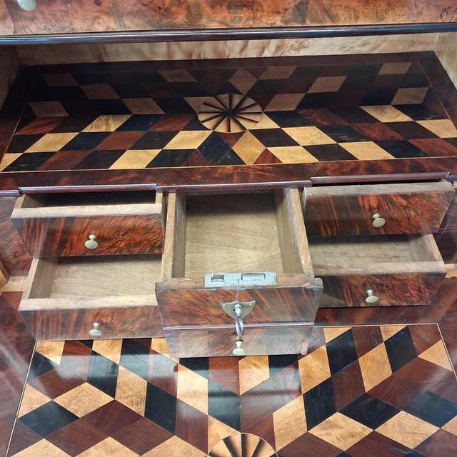 Wood Antique Mahogany Secretary with Inlays, France For Sale - Image 7 of 16