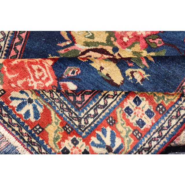 Antique Persian Malayer Rug With Deep Blue Field and Rosette Bouquets 3'3 X 5'0 For Sale - Image 11 of 12