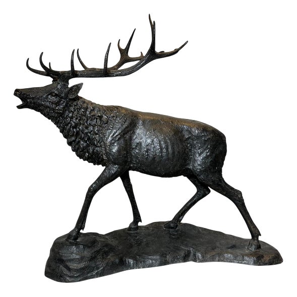 Vintage Bronze Stag Sculpture For Sale