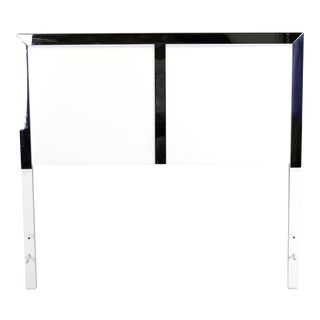 White Lacquer and Chrome Headboard For Sale