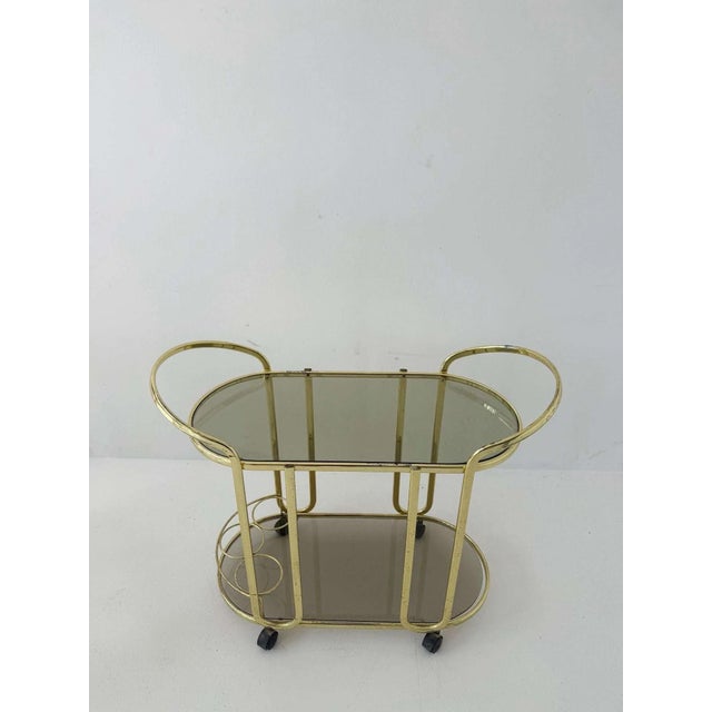 Vintage Brass and Glass Trolley, 1960s For Sale - Image 3 of 6
