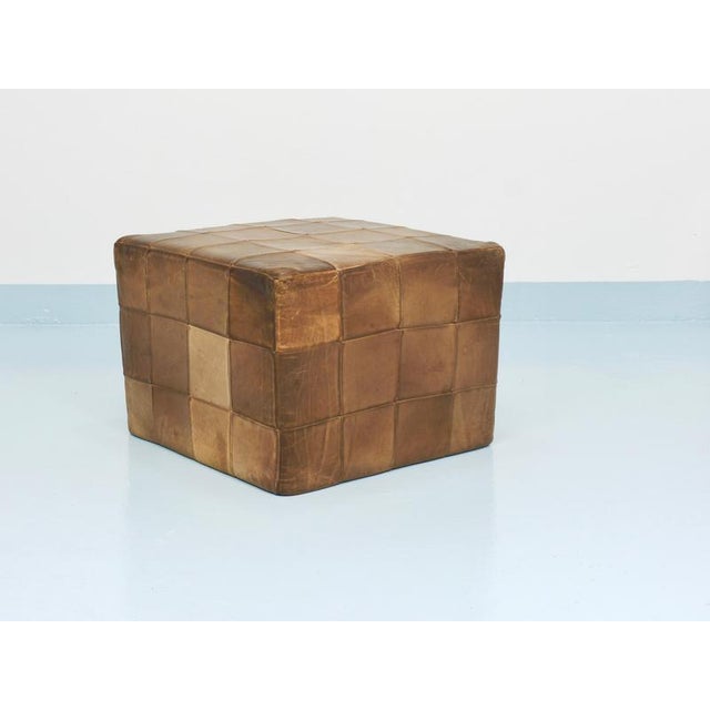 Patchwork Leather Cube Ottoman from de Sede, Switzerland, 1970s For Sale - Image 11 of 18