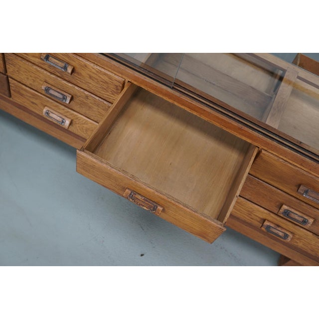 Antique British Oak Haberdashery Cabinet, 1930s For Sale - Image 15 of 18