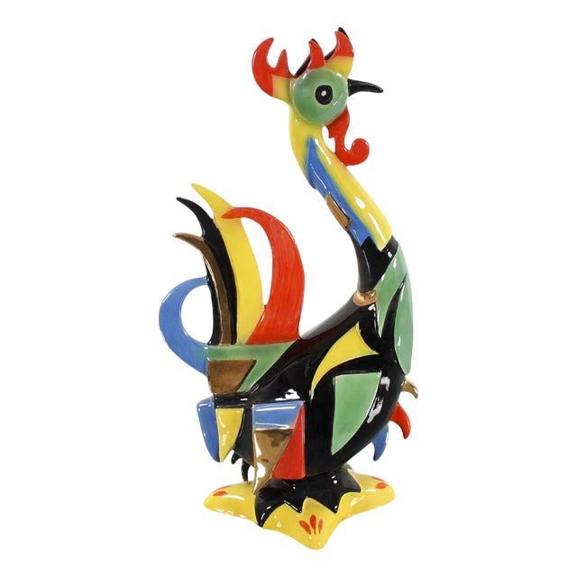 Mid-Century Multicolored Hand-Glazed Ceramic Rooster by by G. Girardi, Italy, 1960s For Sale