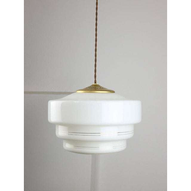 Mid-Century Brass and Opaline Cascade Pendant Lamp For Sale - Image 15 of 15