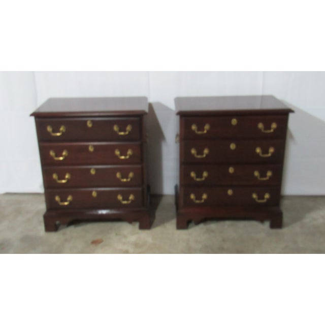 Item: Pair White Nightstands Details: Mahogany Great Designer Look/Quality Piece Signed White Nice Hardware Four Drawers...