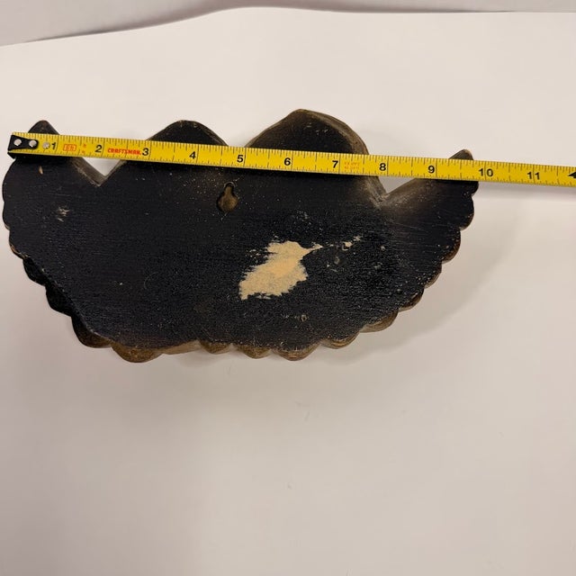 1980s Vintage Gold Cherub Angel Wall Plaque Double Winged Putti Relief Sculpture 10in For Sale - Image 5 of 13