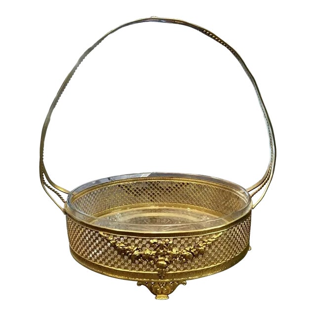 1930s Rococo Style Handled Basket For Sale