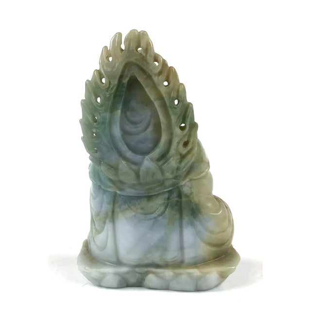 1900 - 1909 Solid Jade Hand Carved Sitting Goddess For Sale - Image 5 of 12