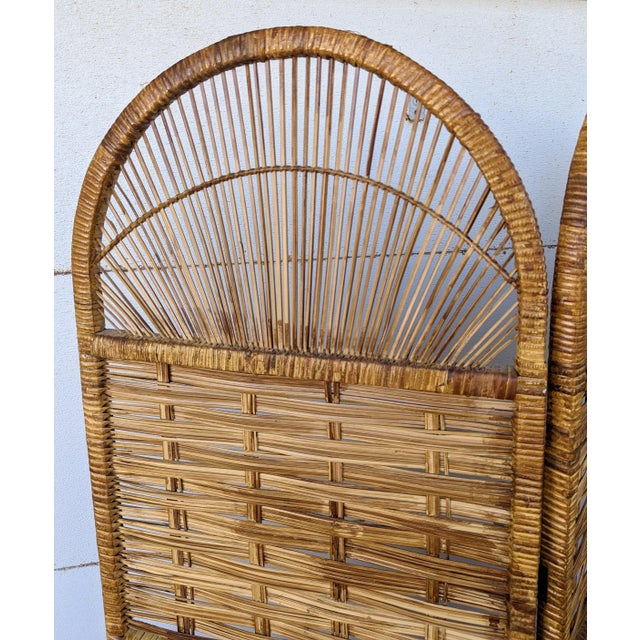Mid-Century Modern Vintage 1950s Bohemian Split Reed 3 Panel Room Divider Screen For Sale - Image 3 of 8